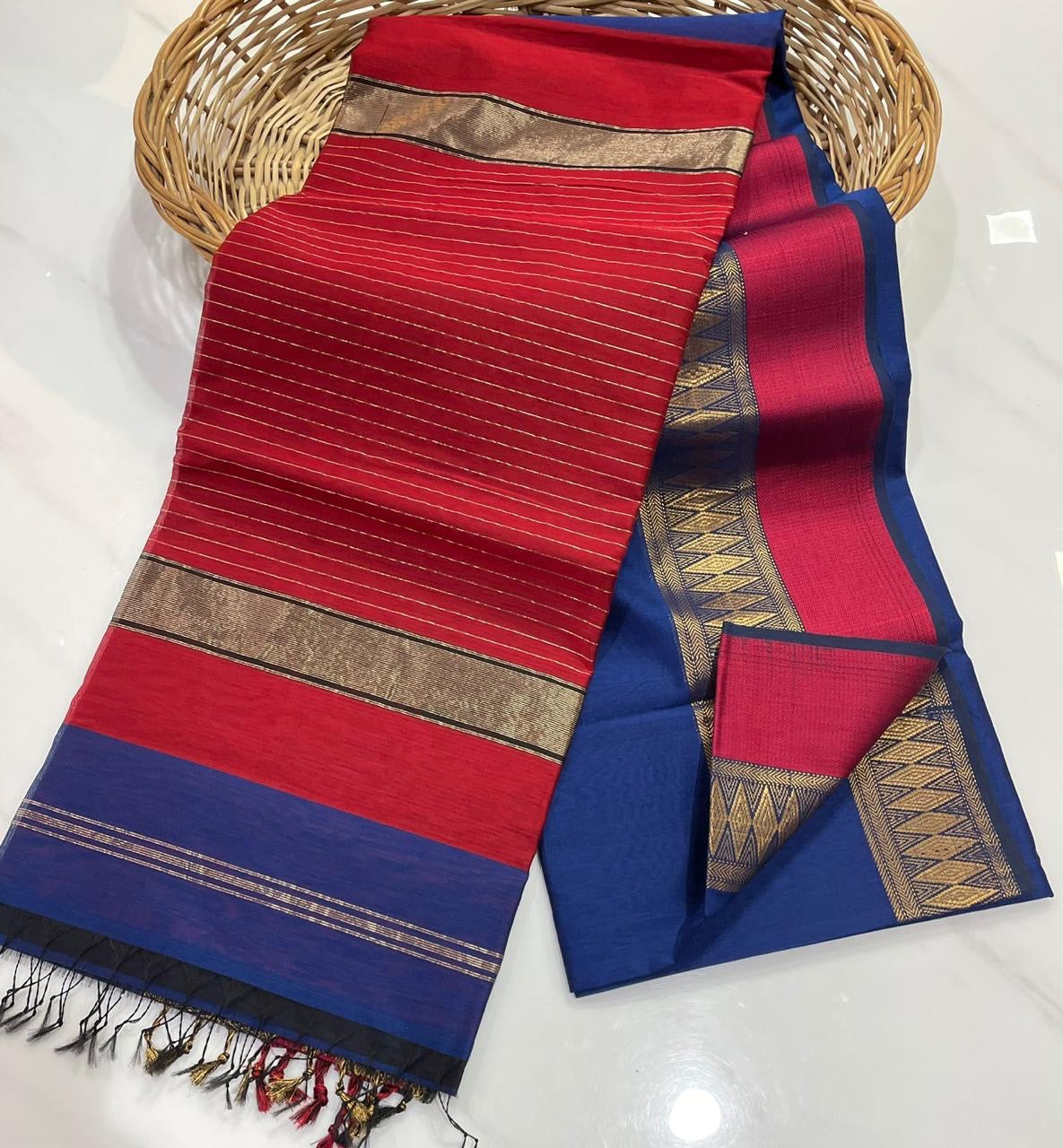 Mangalagiri Checkered Purple saree