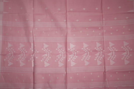 Powder Pink Jamdani Bengal Cotton Saree -AUV-900131