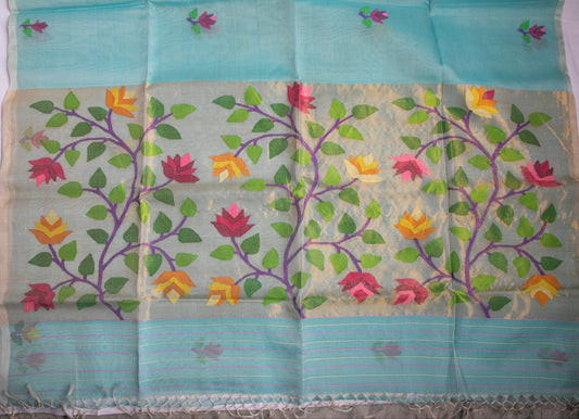 Light Blue Jamdani — Pure Muslin Handloom Saree