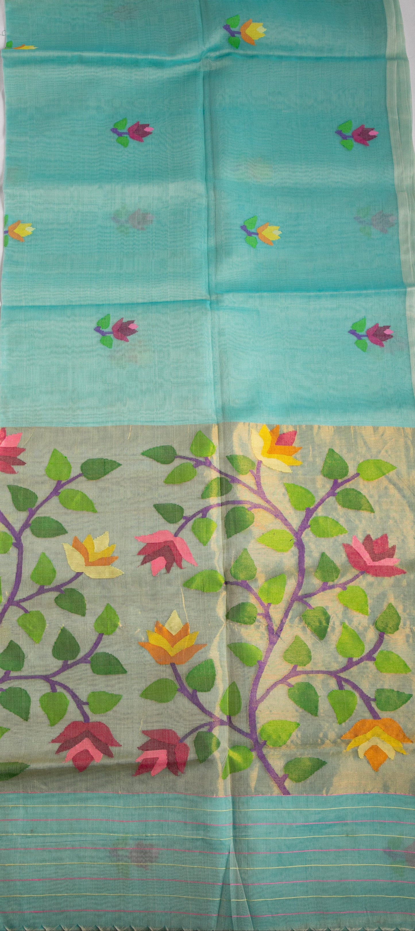 Light Blue Jamdani — Pure Muslin Handloom Saree