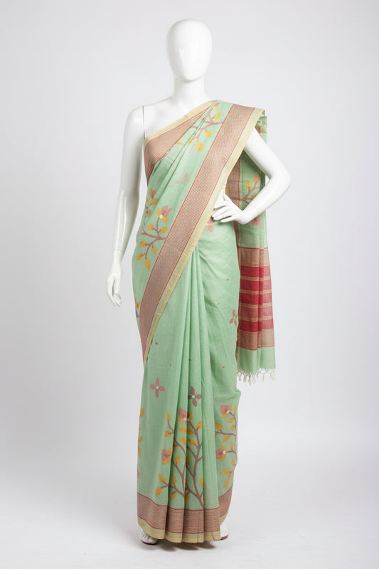 Pista Grove Jamdani — Marise Cotton Handloom