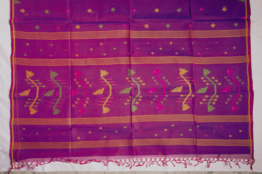 Purple Jamdani cotton saree