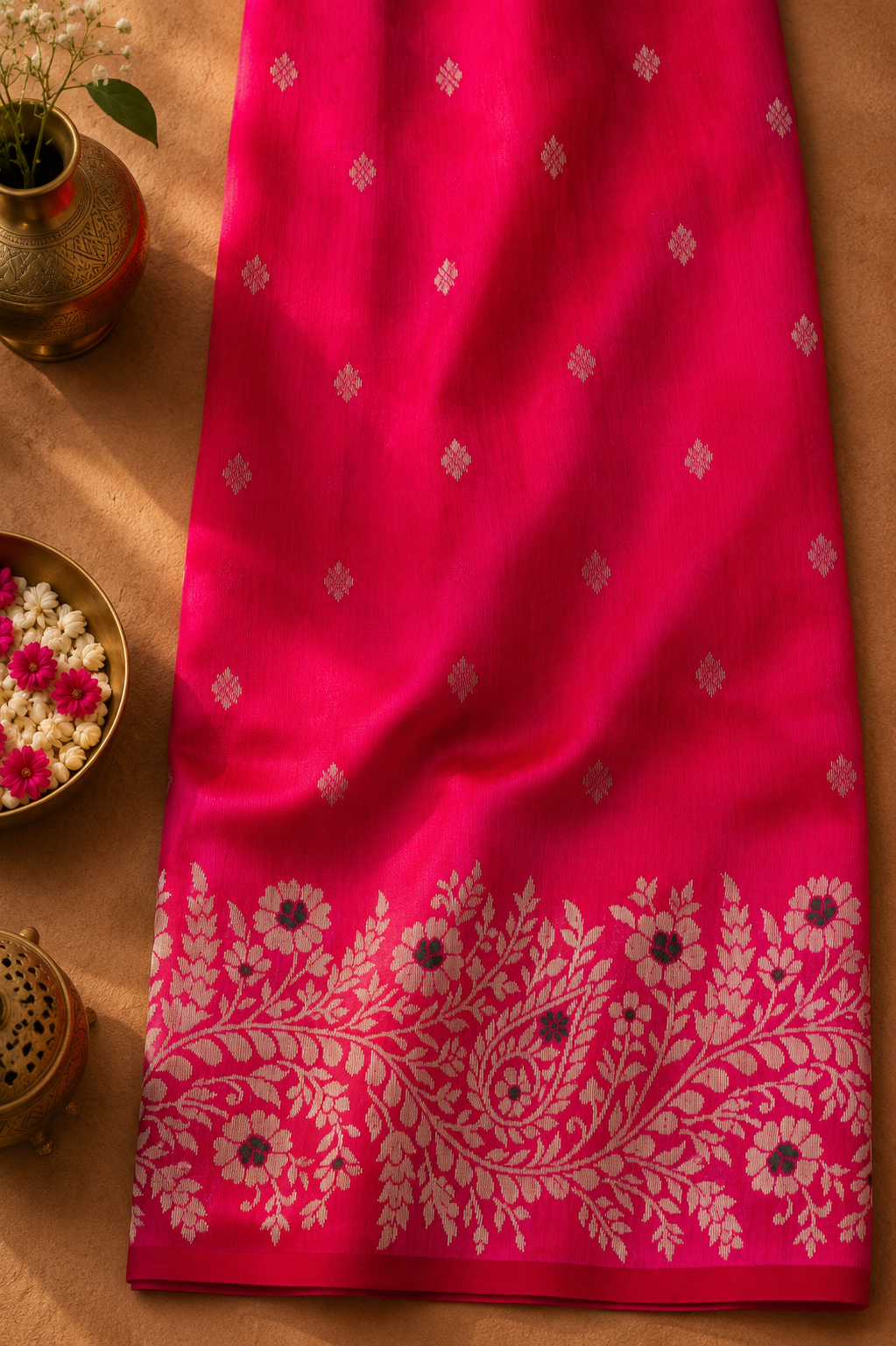 Rani Pink Chanderi Saree