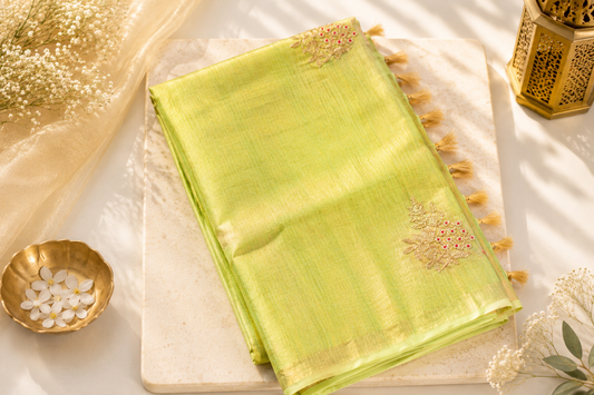 Olive Green Bhagalpuri Silk Saree