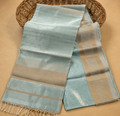 Sage Aqua Blue Tissue Maheshwari Saree
