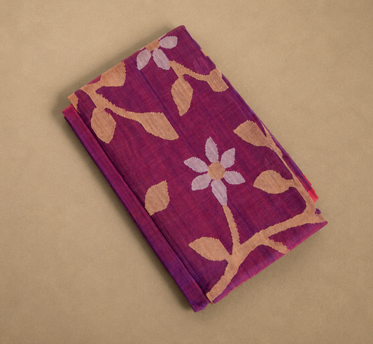 MAGENTA PINK - PURE MUSLIN HANDLOOM SAREE- AUV-900116