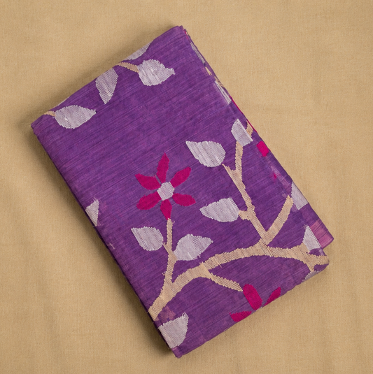 Violet Jamdani - Pure Muslin Handloom Saree -AUV-900117