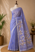 Lavender Grove Jamdani - Pure Muslin Handloom Saree -AUV-900118