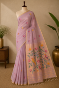 Mauve Songbird Jamdani — Pure Muslin Handloom Saree