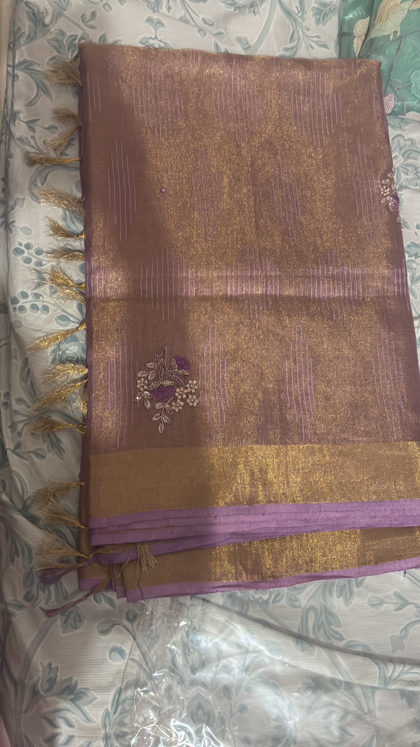 Mauve Bhagalpuri Silk Saree