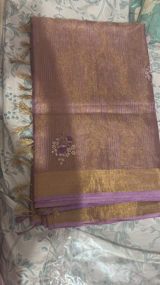 Mauve Bhagalpuri Silk Saree