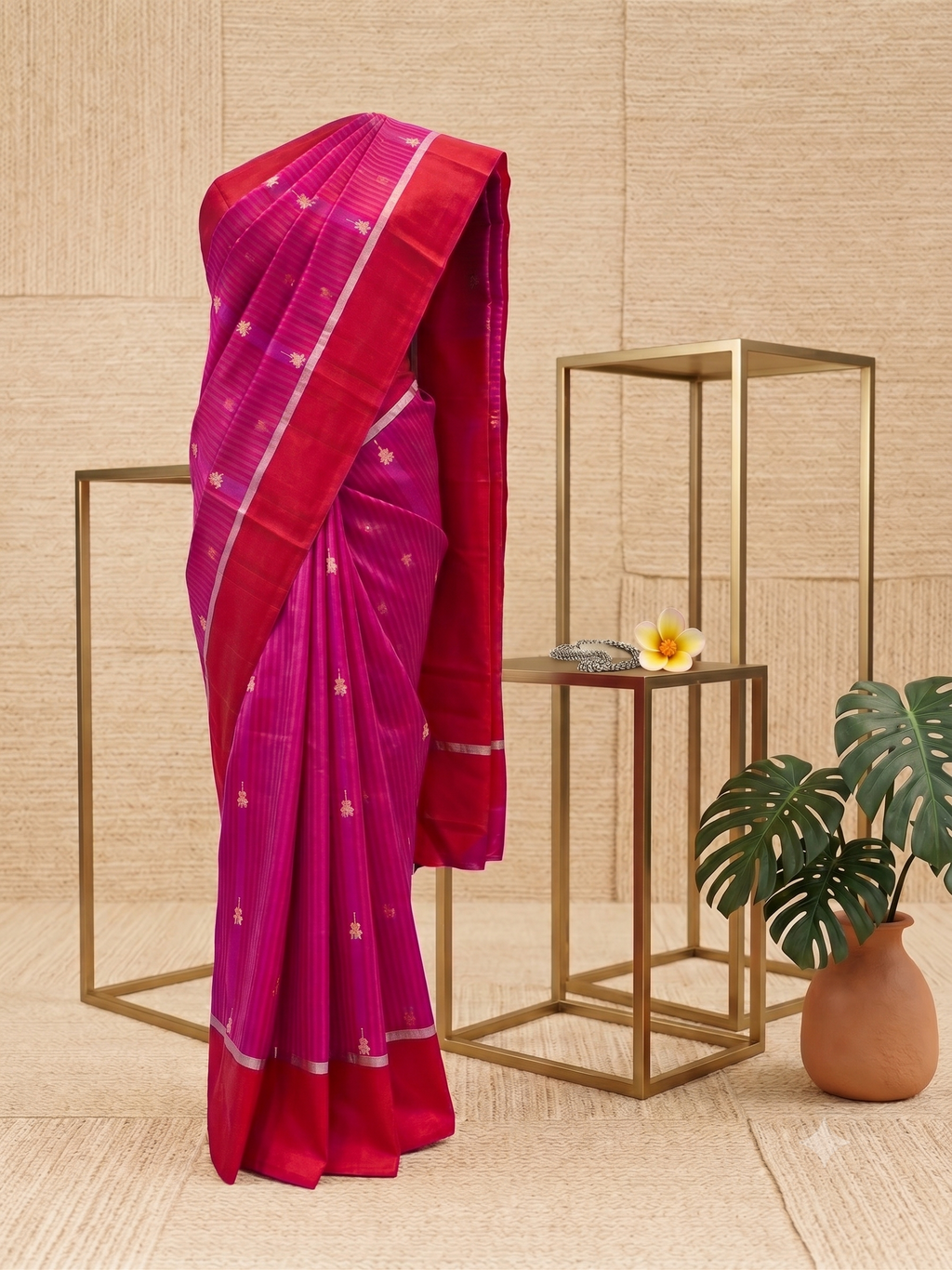 Pink Grandeur Chanderi Saree