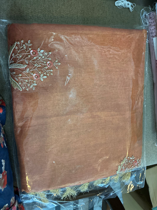 Rust Bhagalpuri Silk Saree