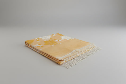 Peach Bloom Jamdani — Pure Muslin Handloom Saree