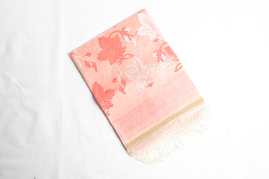 Blush Bloom Jamdani — Pure Muslin Handloom Saree