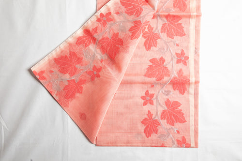 Blush Bloom Jamdani — Pure Muslin Handloom Saree