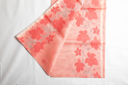 Blush Bloom Jamdani — Pure Muslin Handloom Saree