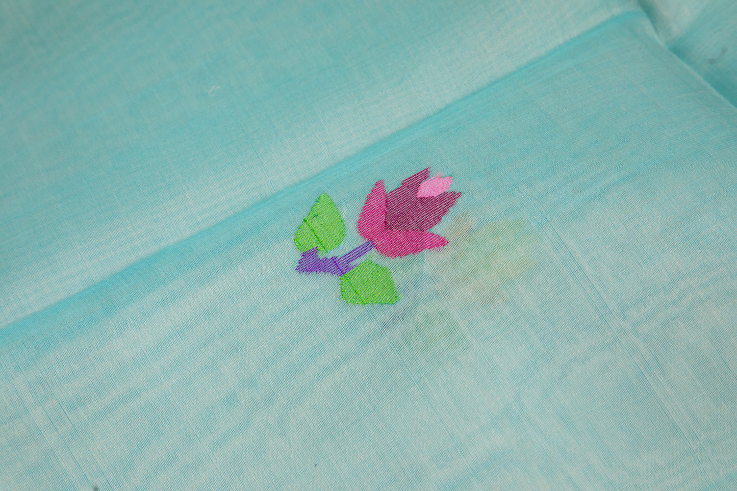 Light Blue Jamdani — Pure Muslin Handloom Saree