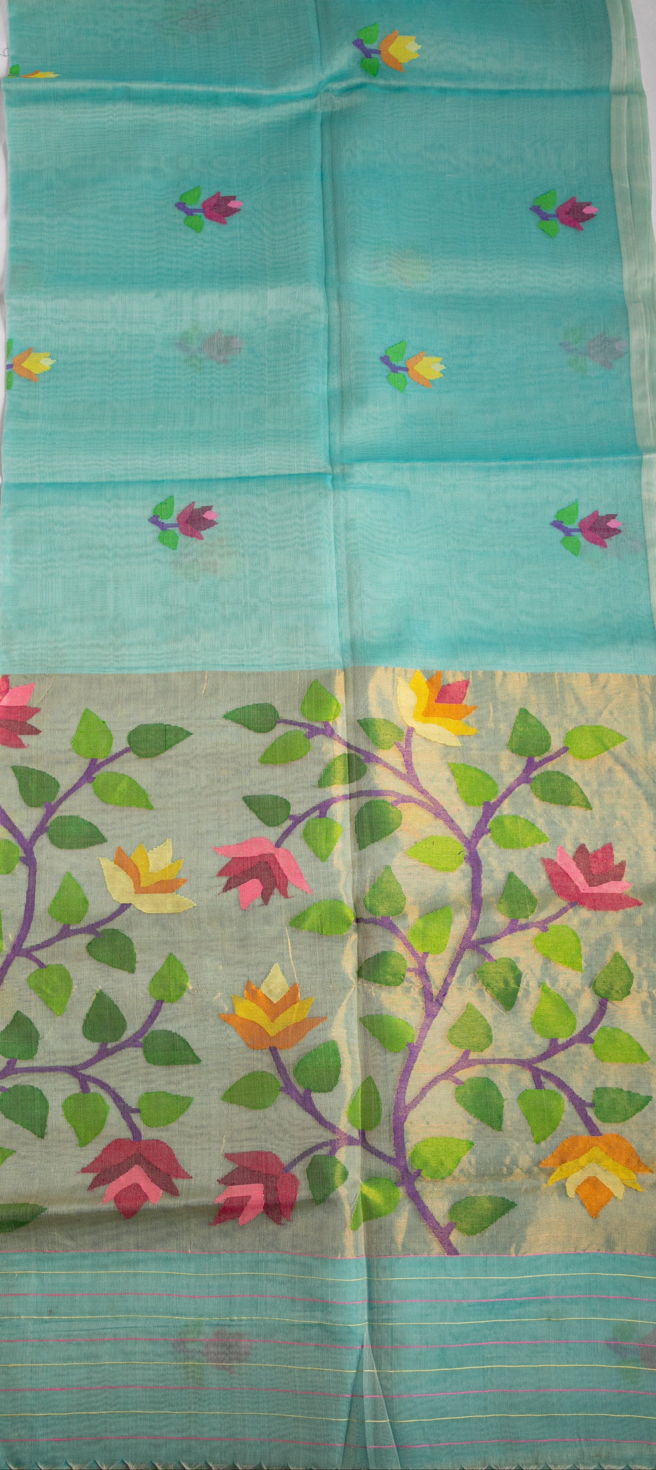 Light Blue Jamdani — Pure Muslin Handloom Saree