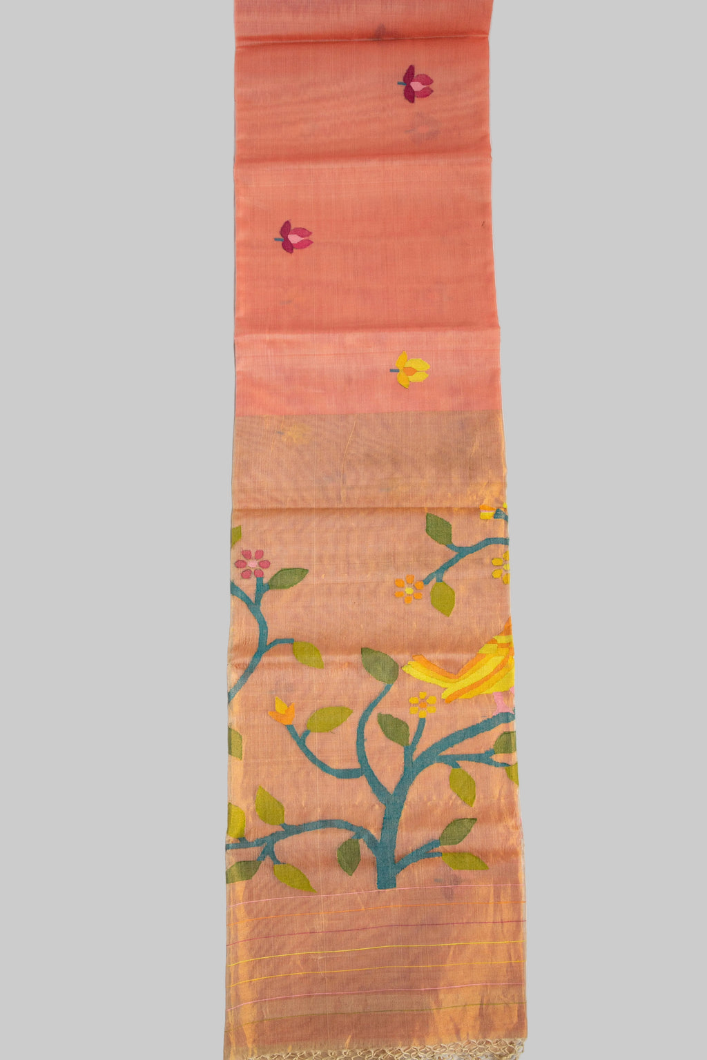 Coral Jamdani — Pure Muslin Handloom Saree