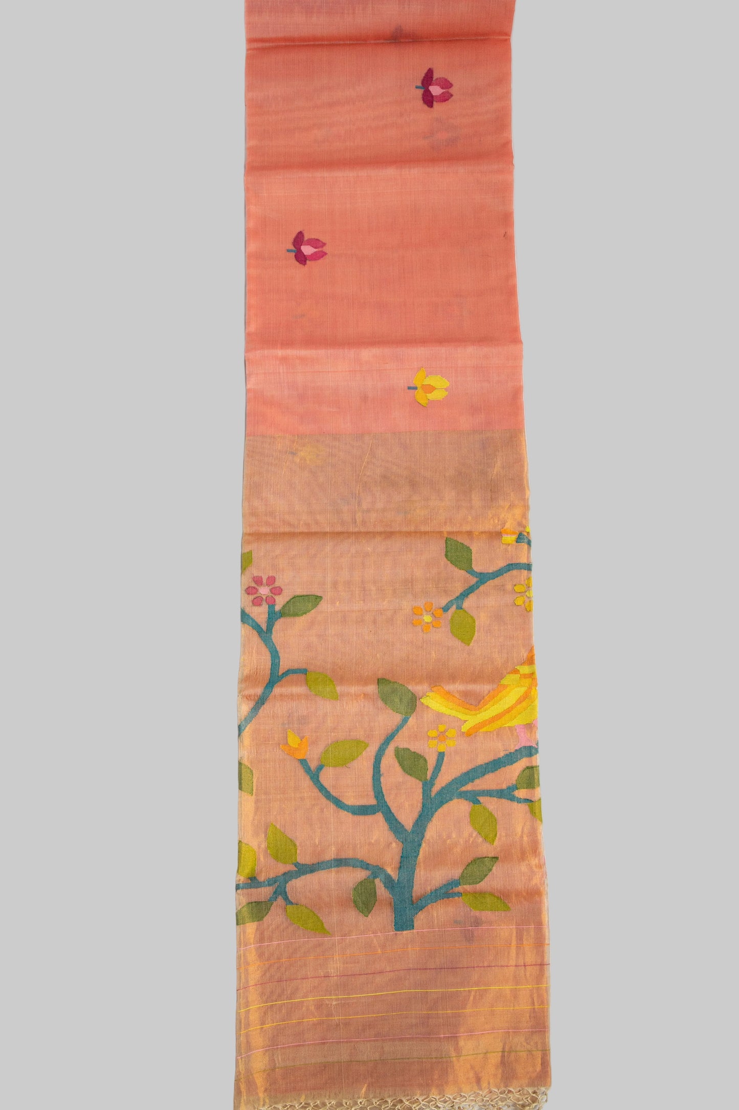Coral Jamdani — Pure Muslin Handloom Saree