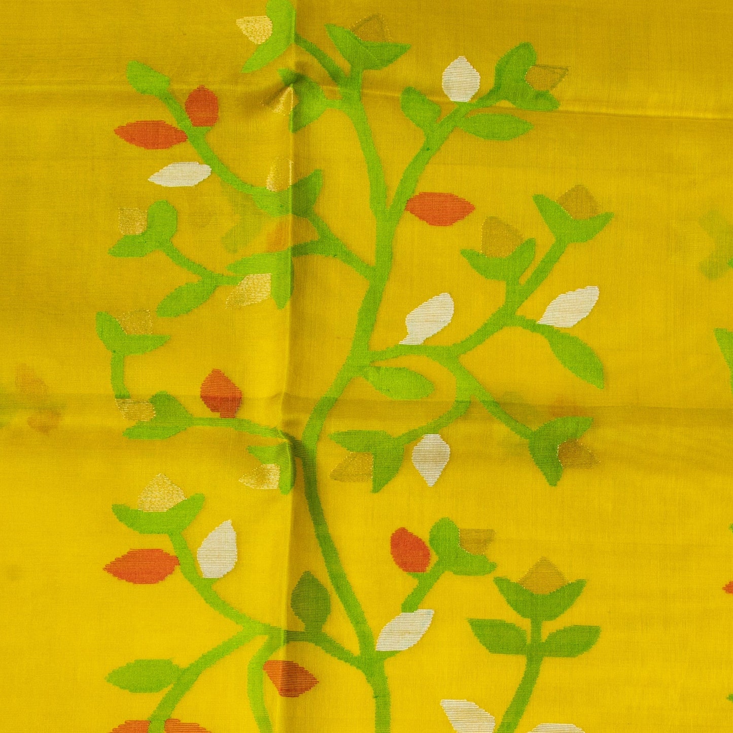 Yellow Jamdani — Pure Muslin Handloom Saree
