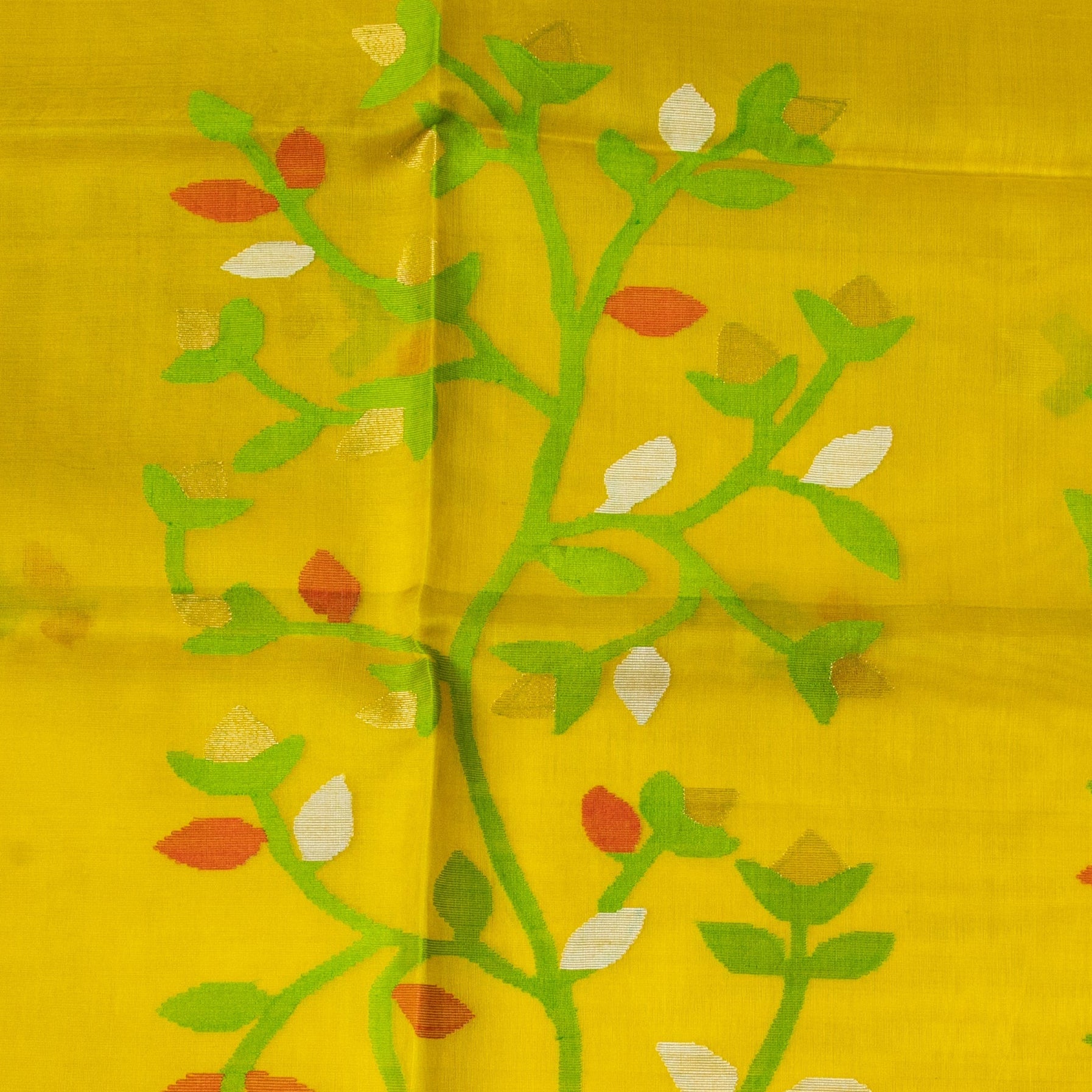 Yellow Jamdani — Pure Muslin Handloom Saree