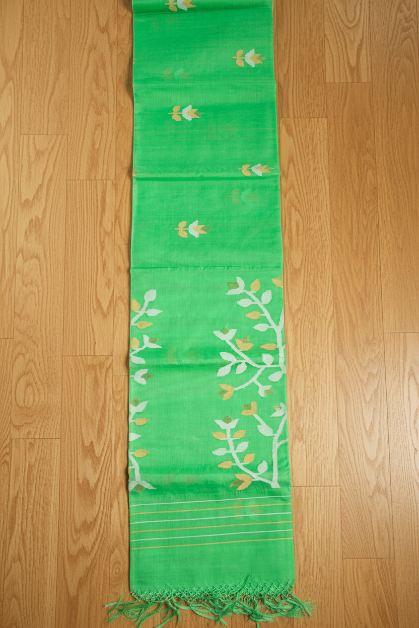 Jade Green Jamdani — Pure Muslin Handloom Saree