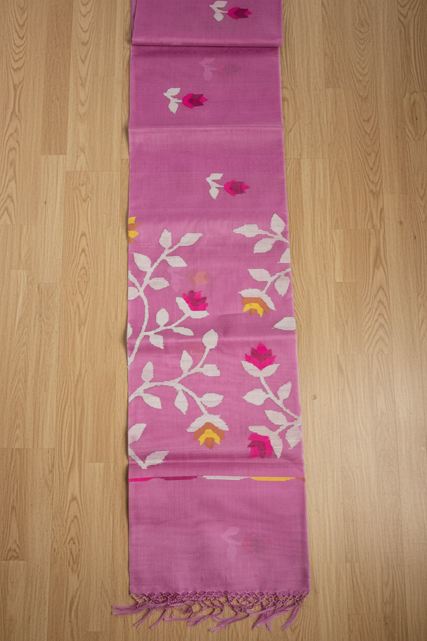 Lavender Pink Jamdani — Pure Muslin Handloom