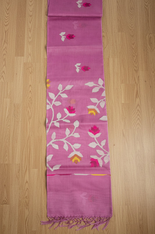 Lavender Pink Jamdani — Pure Muslin Handloom-AUV-900113