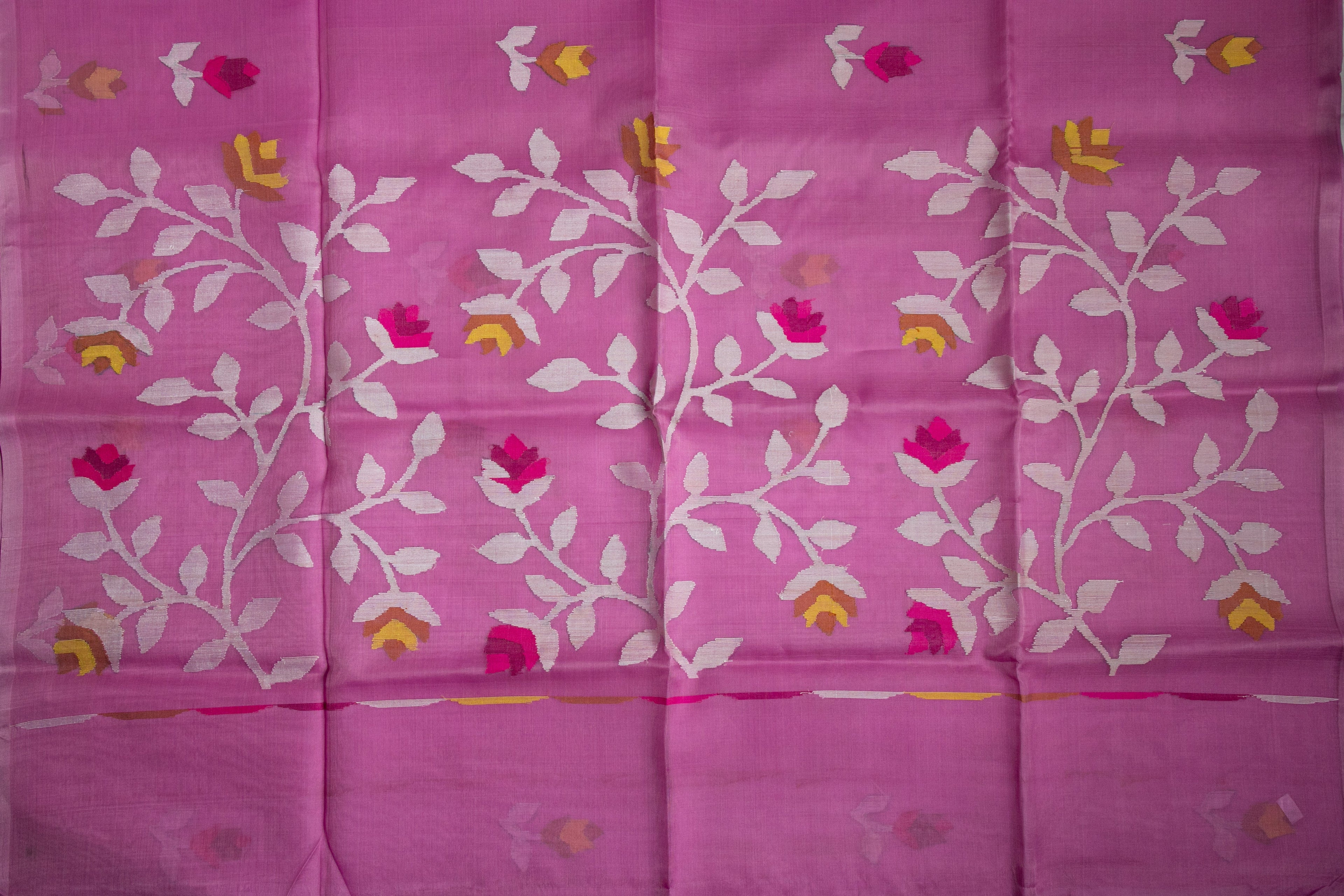Lavender Pink Jamdani — Pure Muslin Handloom-AUV-900113