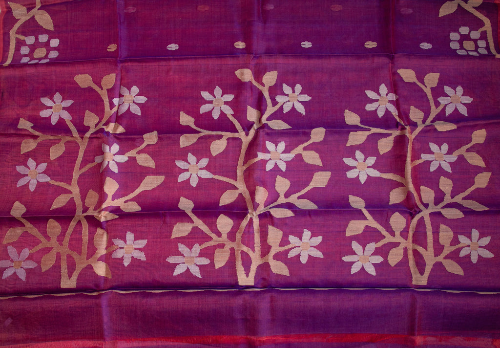 MAGENTA PINK - PURE MUSLIN HANDLOOM SAREE- AUV-900116