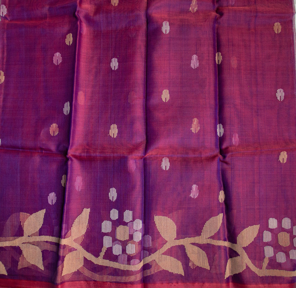 MAGENTA PINK - PURE MUSLIN HANDLOOM SAREE- AUV-900116