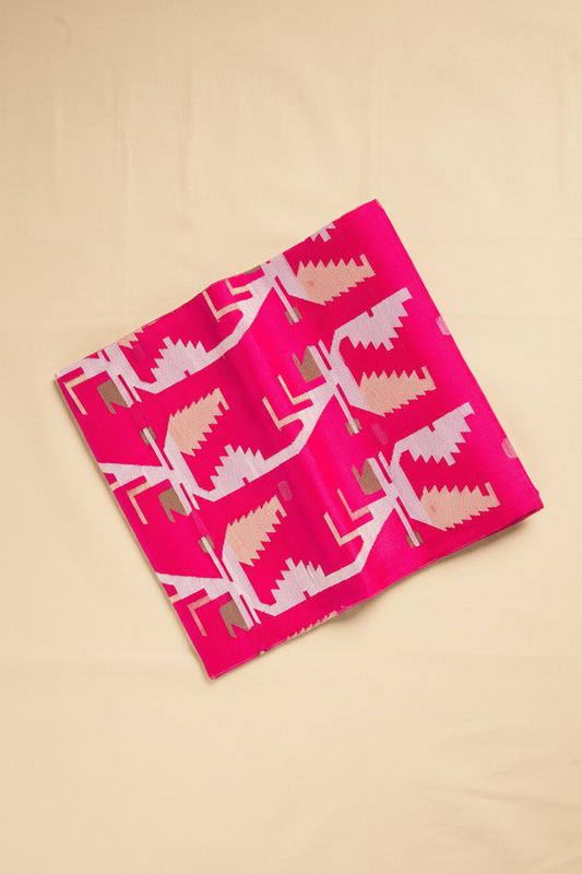 Fuchsia Pink Jamdani -  Pure Muslin Handloom Saree - AUV-900104