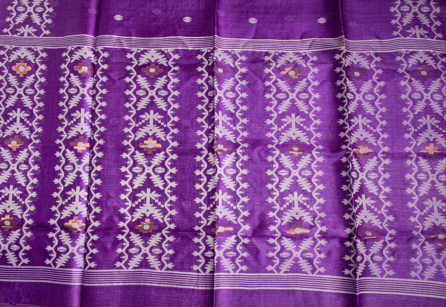 Purple Trellis Bengal Tussar Jamdani Saree -AUV-900121