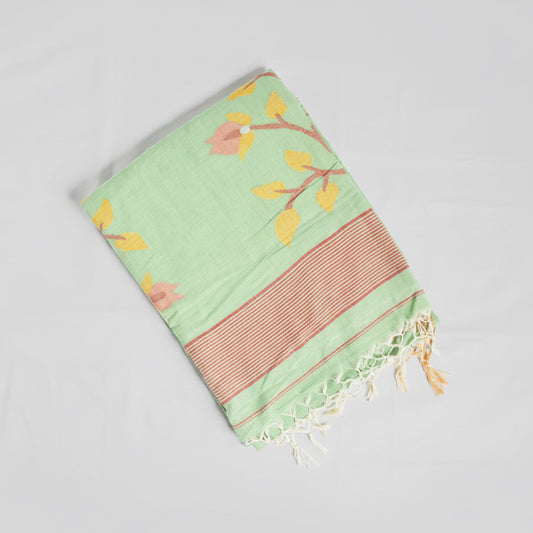 Pista Grove Jamdani — Marise Cotton Handloom