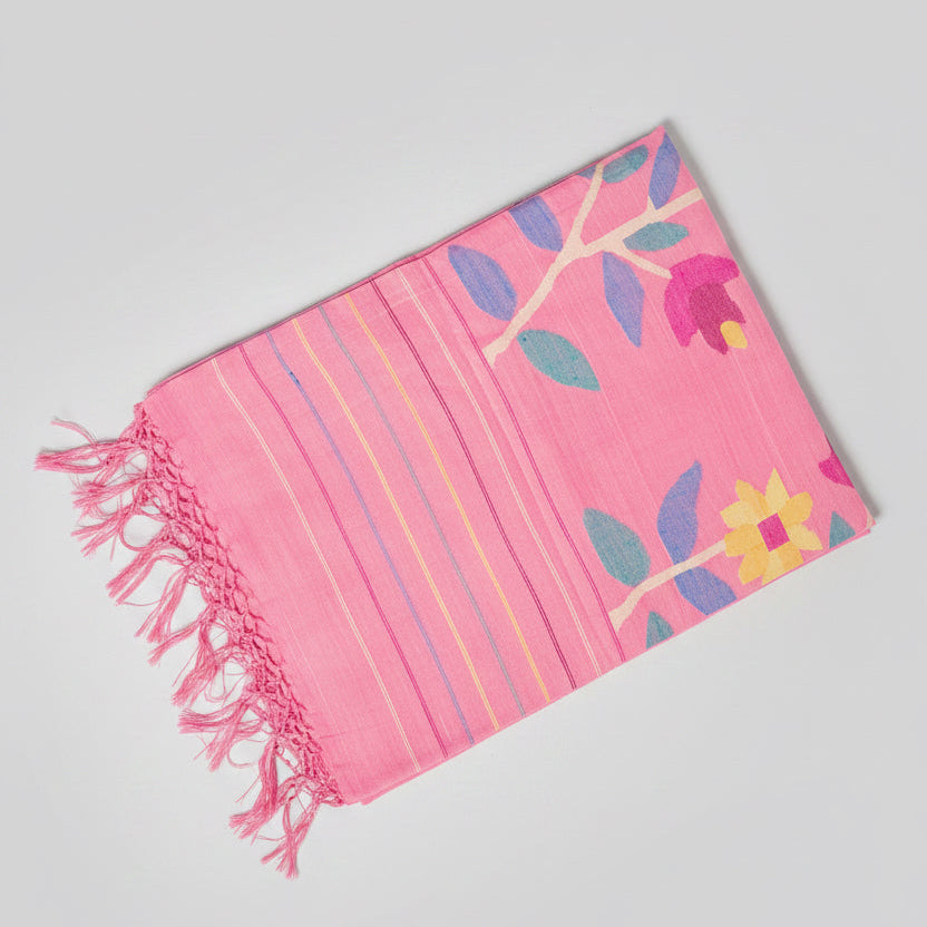 Rose Garden Jamdani — Marise Cotton Handloom Saree