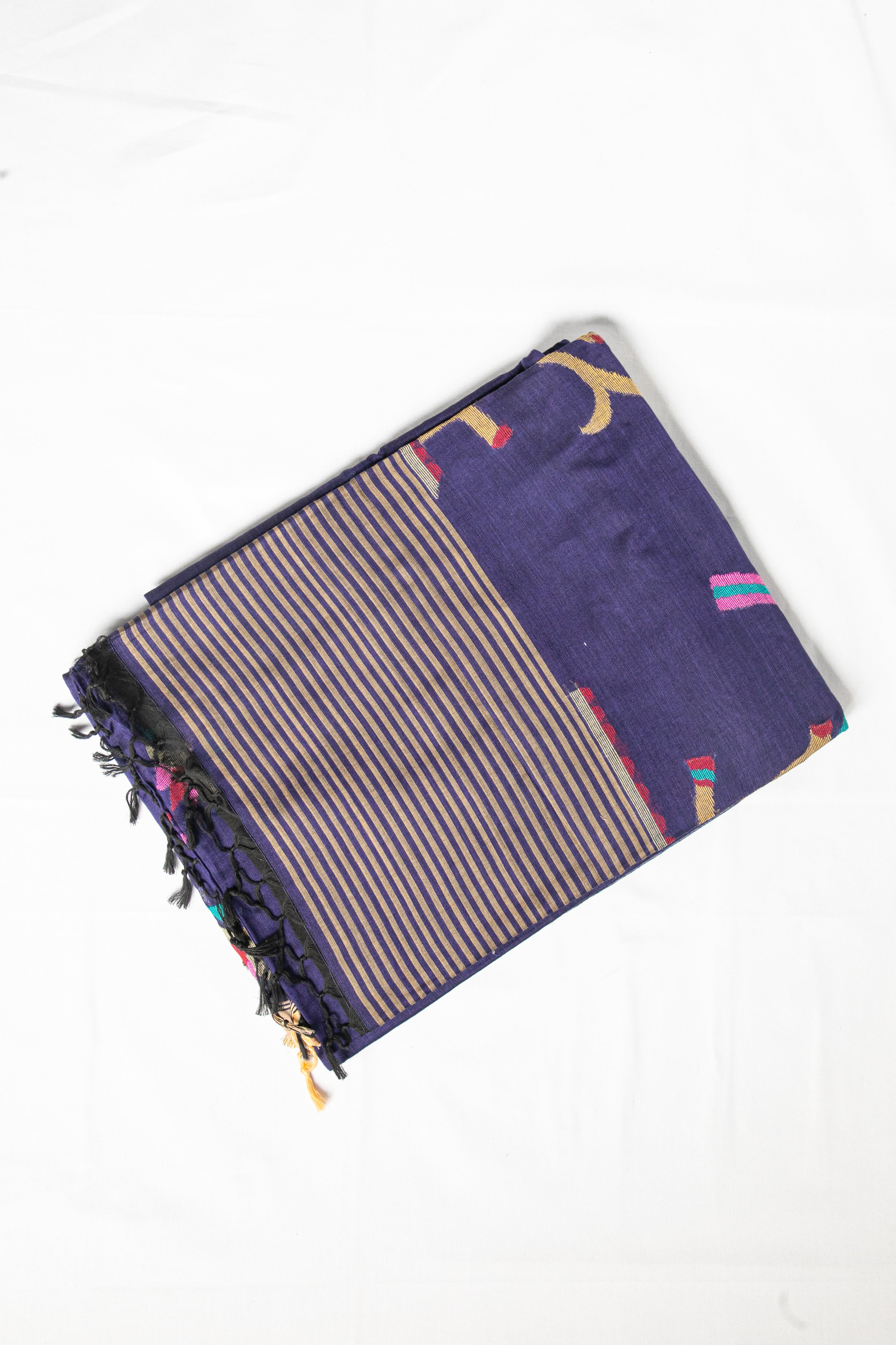 Midnight Aviary Jamdani — Marise Cotton Handloom Saree