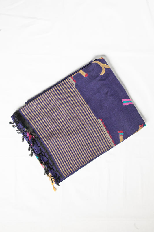 Midnight Aviary Jamdani — Marise Cotton Handloom Saree