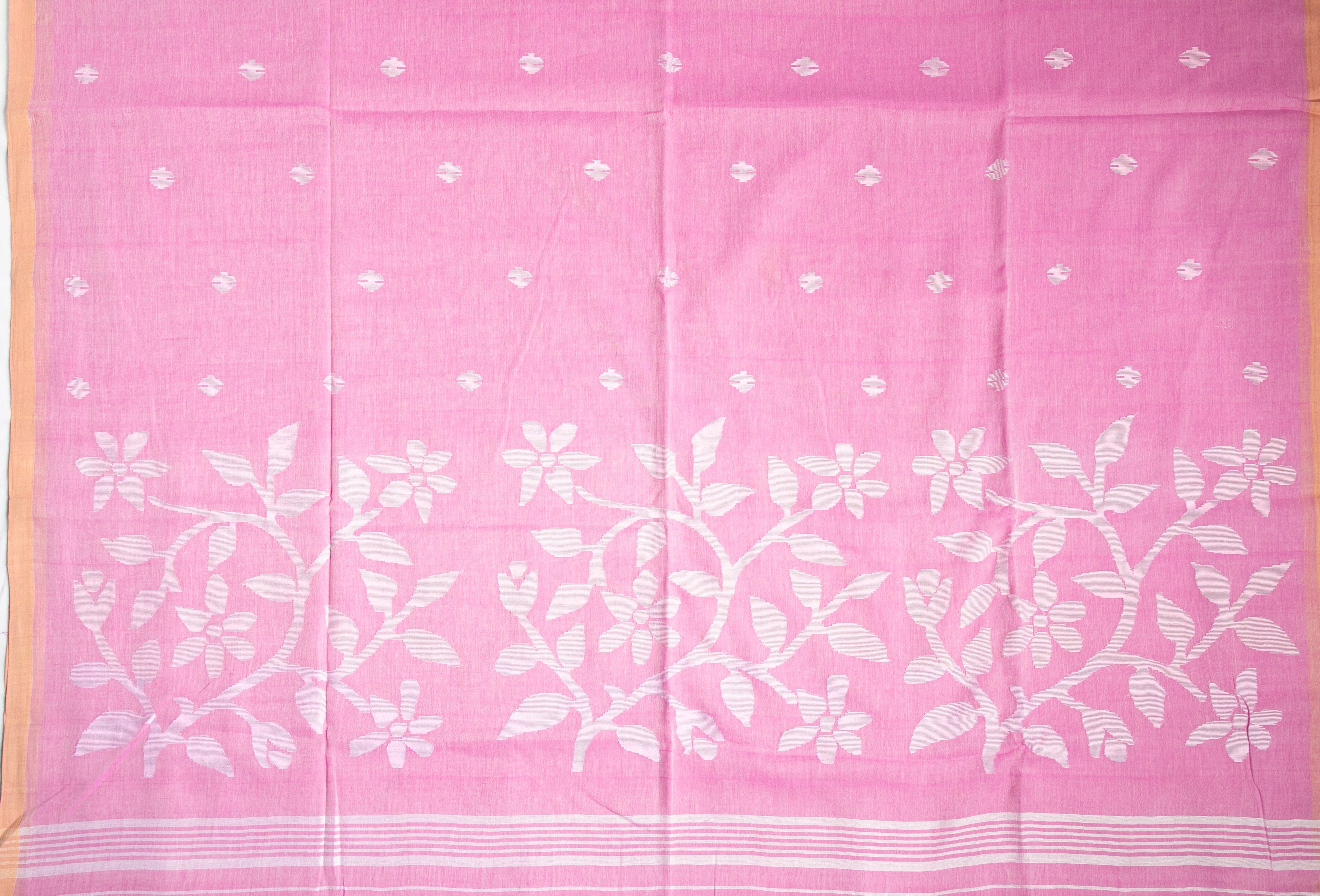 Lavender Jamdani - Cotton saree - AUV-900128