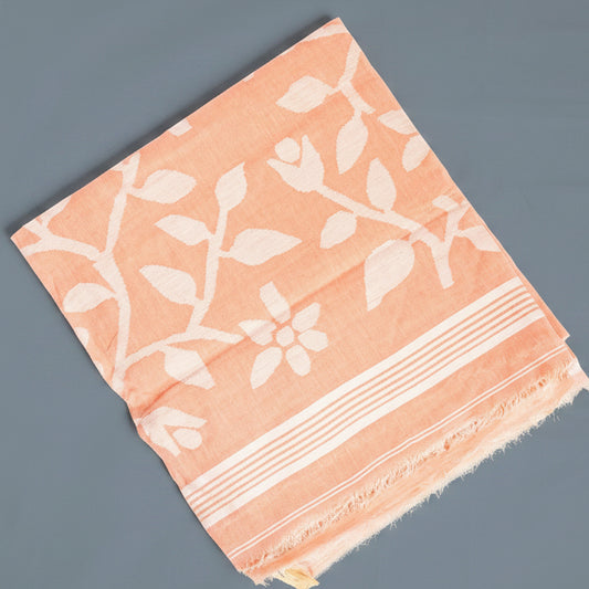 Peach Jamdani -  Bengal Cotton Handloom Saree - AUV-900130