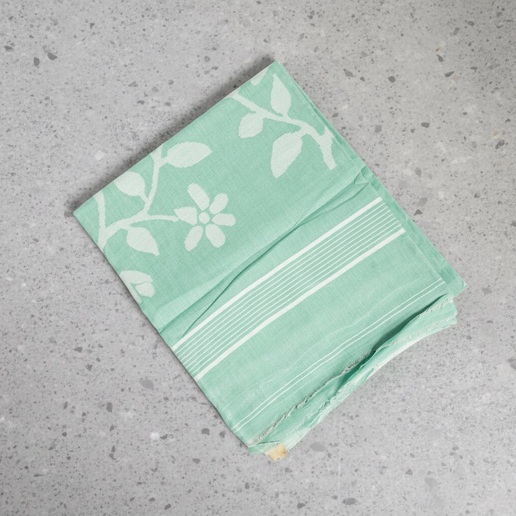 Mint Meadow Jamdani - Bengal Cotton Handloom Saree - AUV-900129