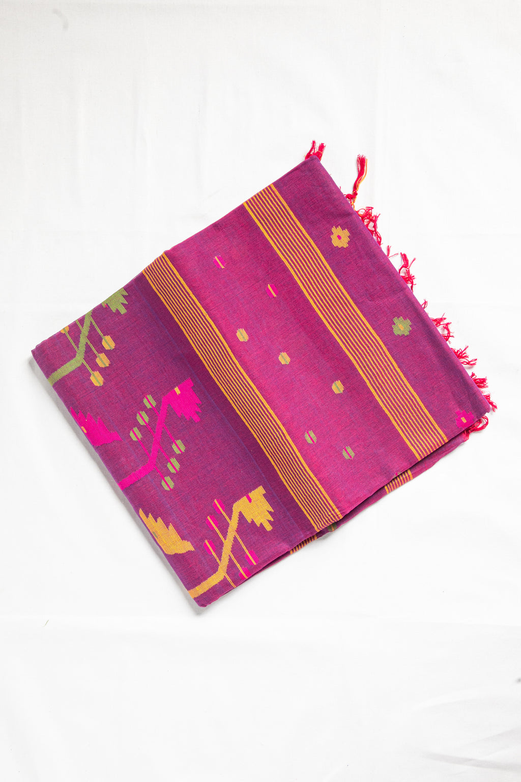 Purple Jamdani cotton saree