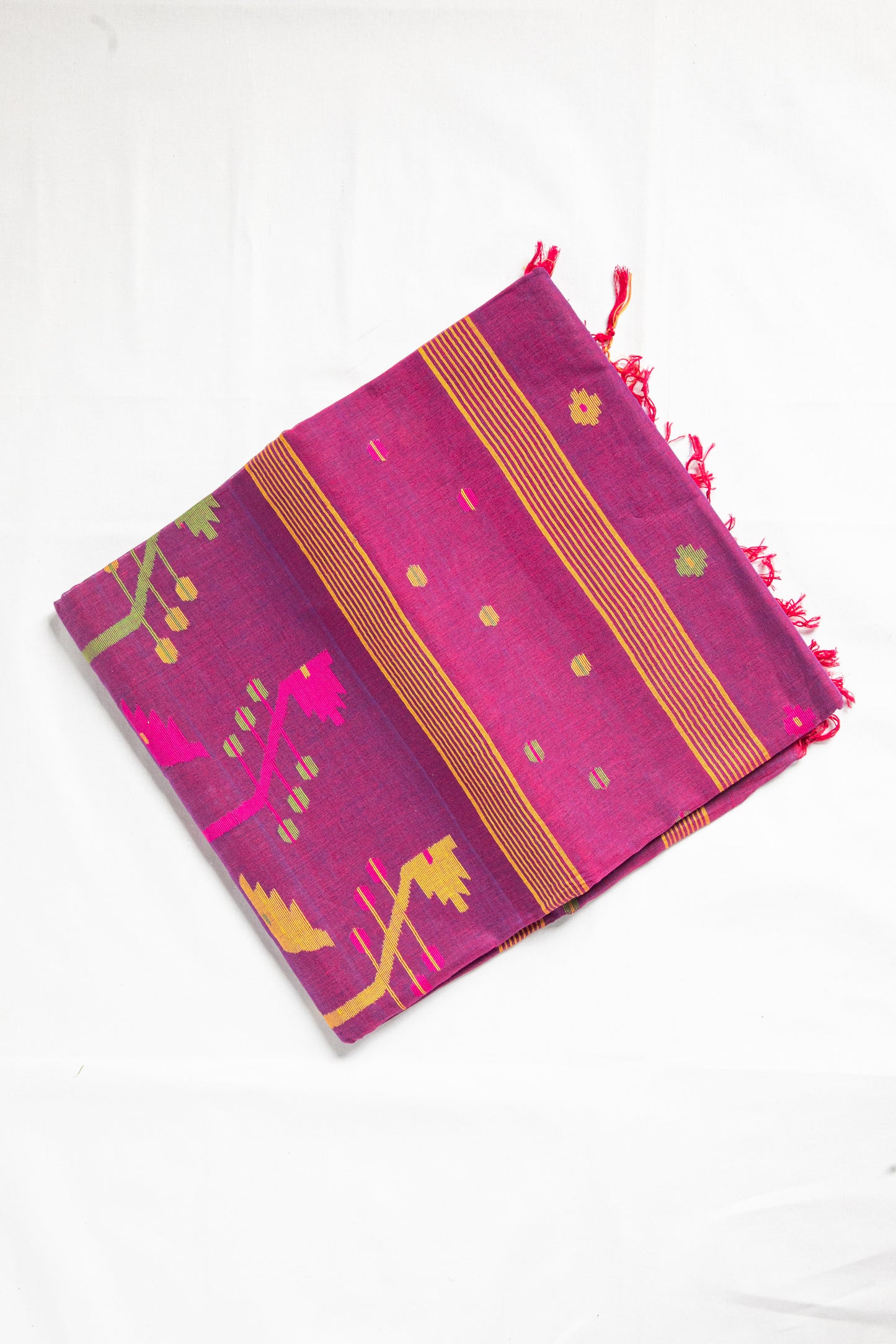 Purple Jamdani cotton saree