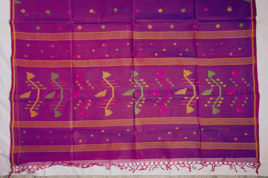 Purple Jamdani cotton saree