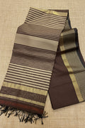 Coffee Brown Ripple-Stripe Maheshwari  Saree AUV-900034
