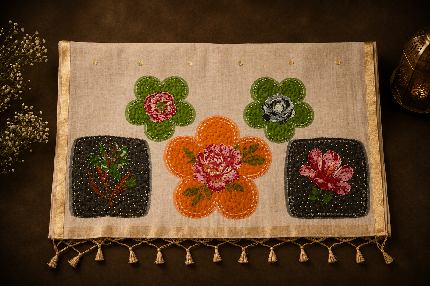Kaleidoscope Bloom — Cotton Silk Saree with Bylo Embroidery