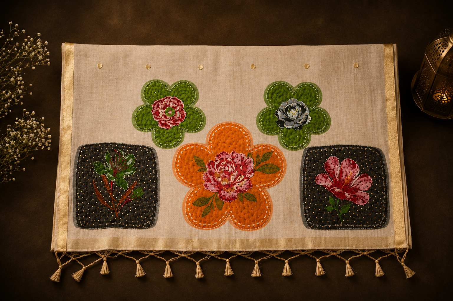 Kaleidoscope Bloom — Cotton Silk Saree with Bylo Embroidery