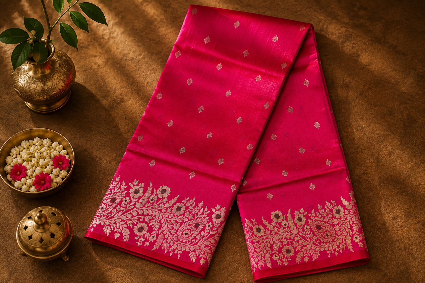 Rani Pink Chanderi Saree