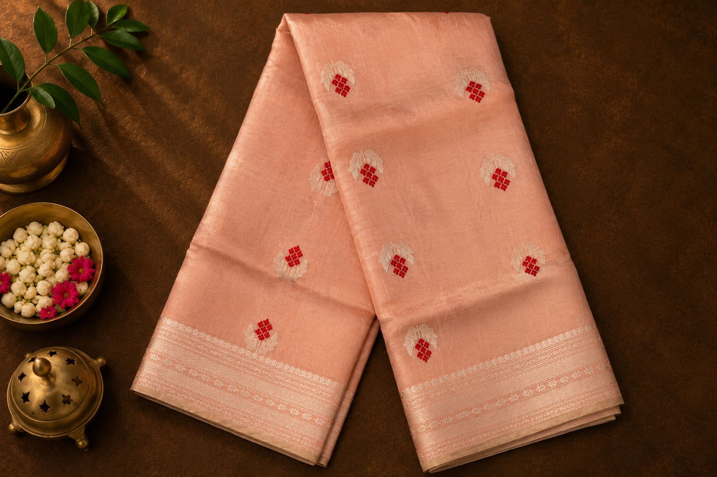 Peach Chanderi Saree